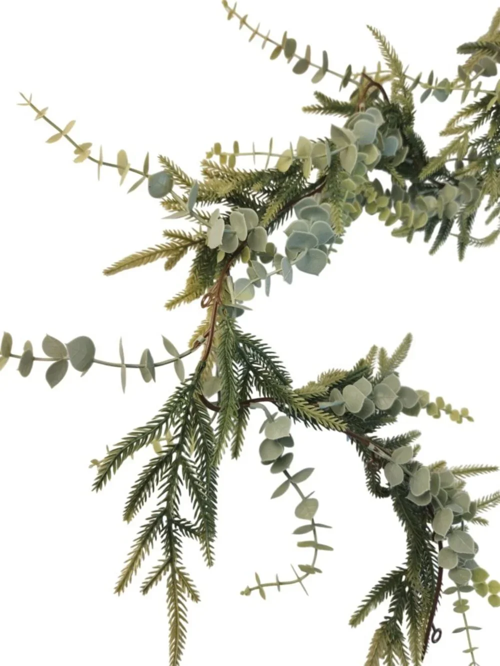 Norfolk Pine Garland, Eucalyptus Garland, Faux Christmas Garland, Mantel Garland